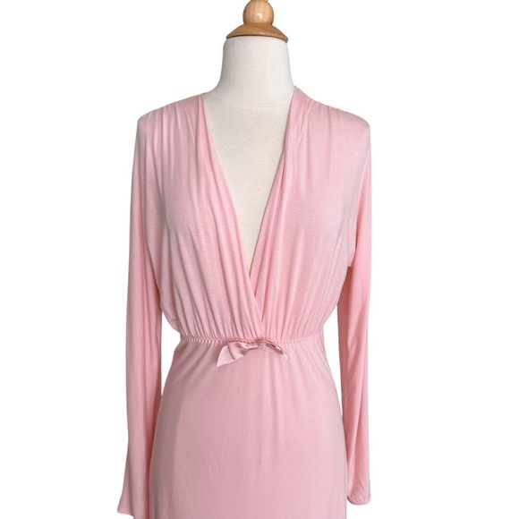 I. MAGNIN Vintage 1970s Pink Modal Maxi Night Dress – Loungewear Glam Size Small - Picture 3 of 16